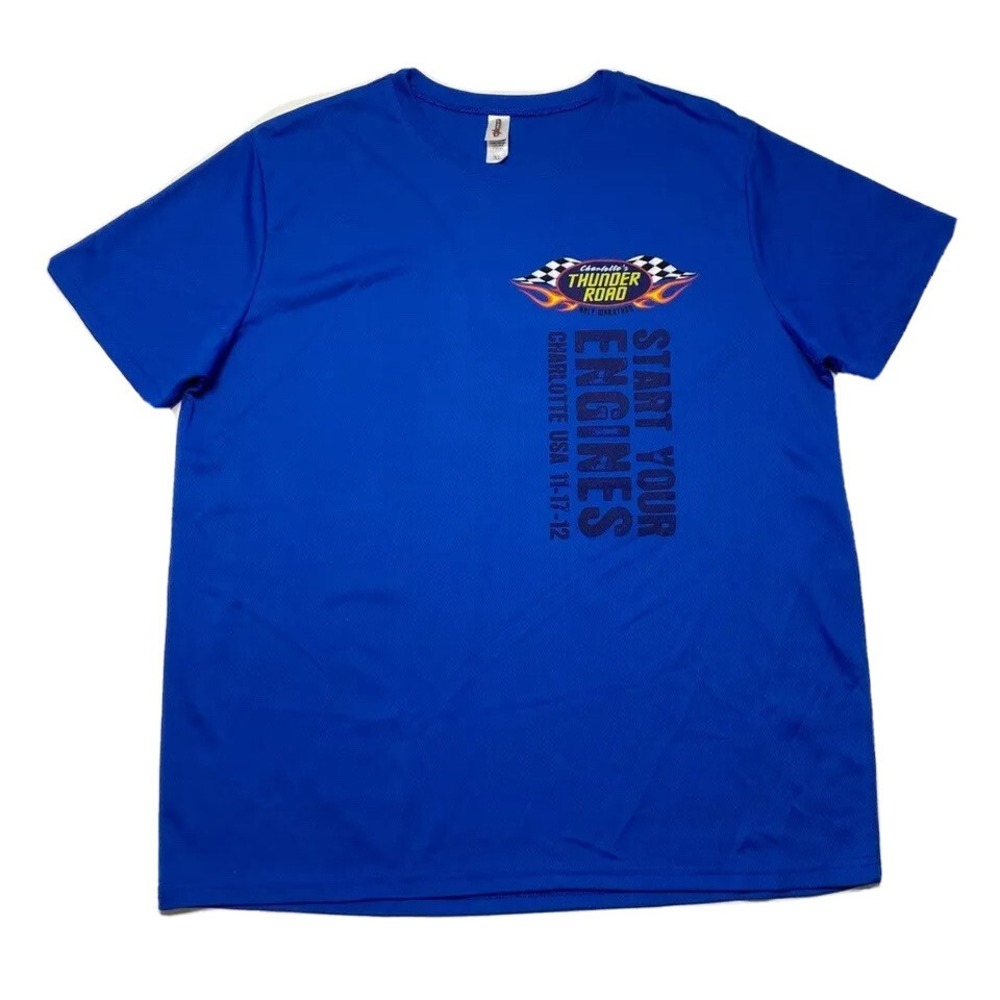 Charlottes Thunder Mens T Shirt Size XL‎ Road Expert Performance Graphic Blue
